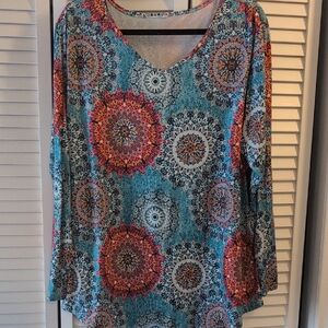 Amazon Women's Colorful Mandala Long Sleeve Top